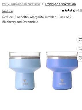 Reduce Saltini Margarita Tumblers - Blueberry & Dreamsicle  Set - 2 -12 oz NWOT